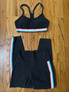 Old Navy, charcoal Black Athletic Set with Multicolor Stripe
